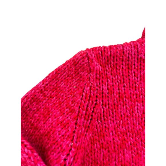 Crossroads Chunky Knit Sweater Barbie Pink Wool Blend Boho Hipster Size Large - Picture 5 of 15